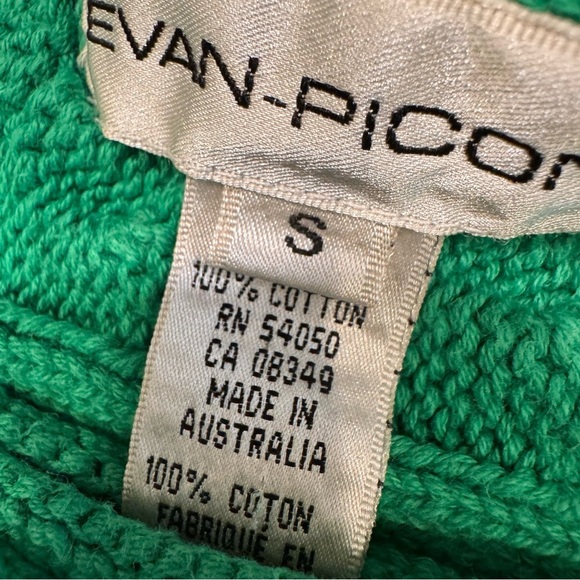 Evan Picone Cable Knit Boat Neck Sweater 100% Cotton Green Size Small - Picture 4 of 9